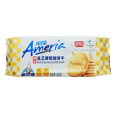 盼盼梅尼耶黑芝麻粗粮饼干-黑芝麻味108g/包