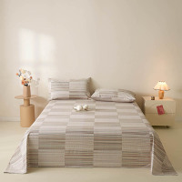 雅鹿全棉提花粗布床单三件套