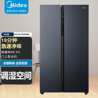 美的(Midea)601升对开门双开门冰箱 19分钟急速净味 风冷双变频智能家用电冰箱冰柜BCD-601WKPZM(E)