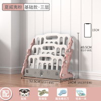 儿童书架玩具收纳架简易家用落地幼儿园图书架塑料宝宝卡通绘本架 3层鳄鱼注塑书架[基础版]+[夏威夷粉]