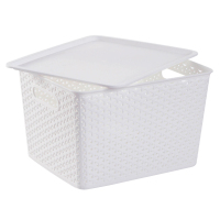塑料有盖衣服收纳箱小号放玩具装书本衣物整理盒储物筐篮箱子书箱 白色 无盖款小号