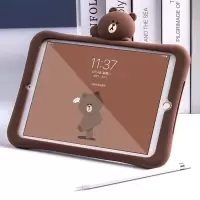 2018新款iPad保护套9.7寸苹果平板电脑10.2硅胶MINI3可爱防摔 棕熊款 mini5
