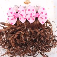 儿童假发女宝宝假辫子女孩发饰头饰新款韩版公主发卡俏皮可爱 粉色点点假发
