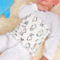 宝宝婴儿童护肚子肚兜保暖护肚脐围防踢被包肚兜婴儿裹防冻肚神器 弹力白色兔子 S（长20厘建议身高60-90）