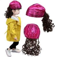 昨日重现婴儿小公主假发发箍帽子儿童发饰发带头饰长卷发假发套M1 石头纹款 玫红色[发箍款]