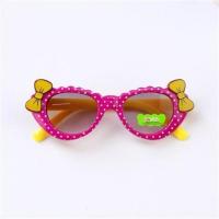 防紫外线儿童墨镜女蝴蝶结装饰小孩太阳镜男潮宝宝太阳眼镜遮阳镜 玫红色