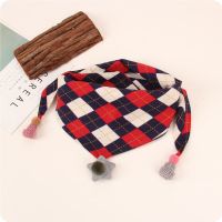 女童围巾春秋薄款防风可爱男童三角宝宝韩版潮秋冬季保暖儿童围脖 英伦格子 儿童均码