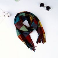 儿童围巾男秋冬小孩仿羊绒棉加厚保暖亲子款中大童女宝宝格子围脖 红绿格子 均码(可亲子)