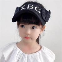 儿童空顶遮阳帽夏季可爱兔子男女童防晒防紫外线宝宝太阳鸭舌帽子 小翅膀-黑色 帽围48-54cm(建议3-10岁)