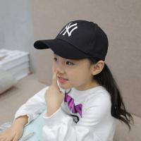 儿童帽子网眼遮阳帽春秋夏季太阳帽男女童棒球帽潮韩版宝宝鸭舌帽 字母NY黑色 儿童2-9岁(46-54CM)可调节