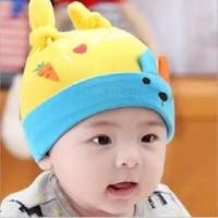 春秋0到5个月婴儿帽子夏季女孩1岁男童可爱公主6宝宝12薄款3男孩2 长耳兔-黄色 单帽(0-12个月)