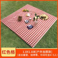 户外一次性野餐布烧烤野餐垫防水加厚塑料郊游桌布沙滩垫野营台布 1.8米红色格(户外加厚款)