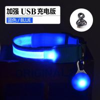 狗狗发光项圈 usb充电脖圈大型宠物夜光颈圈泰迪小型犬夜间遛狗灯 蓝色 发光吊坠3个