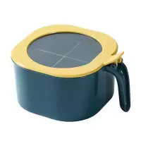 厨房调味盒家用套装放盐味精鸡精四格调味盒收纳盒一体调味瓶罐 深蓝+黄盖(送4个勺子) 1个套装(送4个勺子)