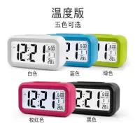 闹钟学生用高中静音卧室床头夜光时钟桌面智能多功能数字电子钟表 3代1组闹铃【温度版】红色