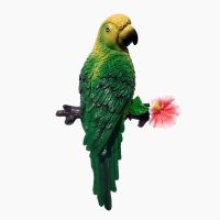 立体鹦鹉壁饰品创意田园家居挂件背景墙上装饰品树脂客厅壁挂墙饰 绿色鹦鹉没玻璃管 树脂材质