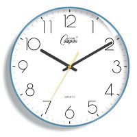 康巴丝钟表挂钟墙上客厅家用现代静音装饰卧室简约挂表时钟石英钟 天空蓝(北欧款) 10英寸(25.5cm)