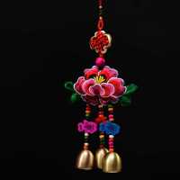 铃铛声音挂门招财铺开门大风铃防盗门把手门铃迎宾玻璃门挂件 红牡丹花