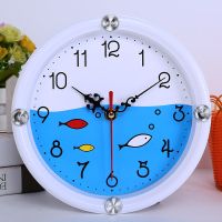 钟表挂钟客厅现代简约大气家用石英钟创意静音圆形电子表时钟挂表 21cm白鱼DB 9英寸[22cm]