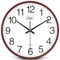 [夜光日历钟表]康巴丝电子挂钟静音客厅时钟挂表万年历石英钟表 6112木纹(34cm无日历)