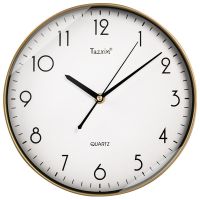 简约挂钟简约时尚客厅时钟卧室钟办公家用钟表免打孔精准走时静音 土豪金烤漆边框 10寸25.5cm