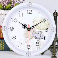 静音挂钟创意时尚石英钟表简约时钟客厅卧室钟表现代家庭挂表 21厘米白荷花