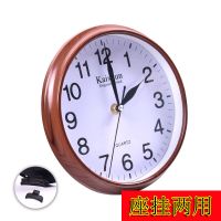 凯顺静音挂钟钟表客厅卧室简约表钟创意石英钟日历挂表现代时钟表 直径22厘米940木