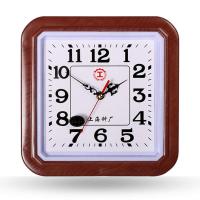 方形简约现代大挂钟客厅壁挂钟表家用个性创意时尚艺术挂表石英钟 木色25*25cm
