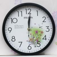 铂晨挂钟时尚简约钟表卧室客厅静音时钟现代挂表创意圆形石英钟表 21cm黑花