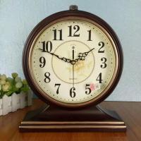 北极星欧式复古座钟田园客厅钟表创意床头静音时钟卧室台钟石英钟 70090卡木色
