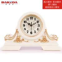 巴科达欧式创意时钟家用客厅座钟时尚静音卧室台钟摆件石英钟表 3090（白金）