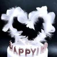 皇冠女头饰成人儿童公主新娘生日烘焙蛋糕摆件水晶珍珠加钻 网红羽毛插件10个