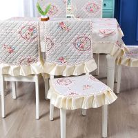 椅子套罩餐桌布椅垫椅套装桌布椅套装餐桌罩餐椅套凳子套坐垫靠背 欧意镜中花-浅咖色[特价款] 130*180桌布