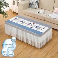 新款桌布茶几套罩桌布罩长方形餐桌台布茶几布桌布北欧茶几盖布 小鱼蓝色 宽50cm长100cm高39cm