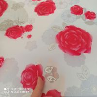 塑料桌布防水防油防烫免洗厨房厨柜防潮垫餐桌茶几书桌垫可围墙面 红牡丹 50*50CM