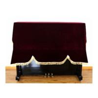 热卖钢琴罩防尘盖布加厚绒布半披全披带可爱流苏边钢琴电钢琴通用 枣红 半披(约180*130cm)