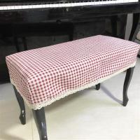 琴梦新品棉麻钢琴凳罩、双人钢琴凳罩、单人升降琴凳套 红格 单人凳罩56*36厘米