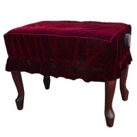 【特价】高档金丝绒钢琴凳罩金色穗丝绒单人双人琴凳罩琴凳套 枣红色荷叶边（加密丝绒） 单人升降款（60*40以内）