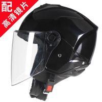 双镜片电动车头盔全盔男女秋冬天防雾保暧防寒四季通用摩托安全帽 301X亮黑【连体围脖】