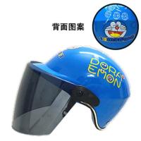 儿童头盔摩托车四季女男小孩子安全帽宝宝电动车可爱夏季防晒半盔 226天蓝叮当小童2-7岁 透明高清镜片