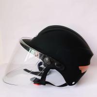 电动车头盔夏季头盔男女通款带尾灯防晒镜片电瓶车半盔安全帽302 哑黑 高清透明镜片