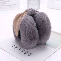 仿兔毛可爱交叉发带耳罩耳套女冬保暖护耳包女款耳暖护耳朵套耳捂 灰色 毛绒