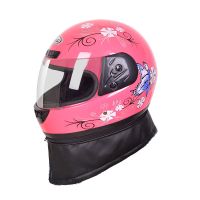 摩托车头盔秋冬男女通用电动车安全帽防风防寒保暖全覆式全盔 A8粉色【带围脖】 均码