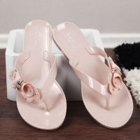 夏季女士厚底拖鞋女夏家用韩版学生防滑浴室外穿家居松糕底凉拖鞋 山茶花人字拖 36