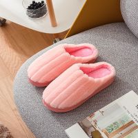 棉拖鞋女包跟秋冬季室内居家用情侣男保暖毛毛绒全包带后跟月子鞋 B-5兔毛半包-粉红 36-37适合35-36码脚穿