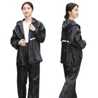 雨衣雨裤套装电动车摩托车成人防水防暴雨大帽檐单人加厚分体男女 黑色套装[单层 无帽檐] L[身高160-165]
