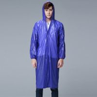 时尚防暴雨连体雨衣长款外套男全身防水骑行徒步加厚成人雨衣女款 PVC长衣[无帽檐+暗扣+松紧袖口] XXL