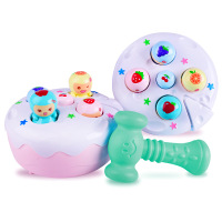 儿童打地鼠玩具幼儿益智女宝宝电动敲击游戏机男孩女孩0-1-2周岁 [粉色] 无含电池