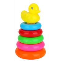 森宏小黄鸭七彩套圈叠叠乐幼儿认知早教益智玩具 网袋装 小型