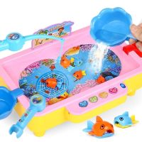 儿童钓鱼玩具男女孩1-2-3岁宝宝小猫电动钓鱼磁性益智捕鱼 粉色大号钓鱼台(送充电线)